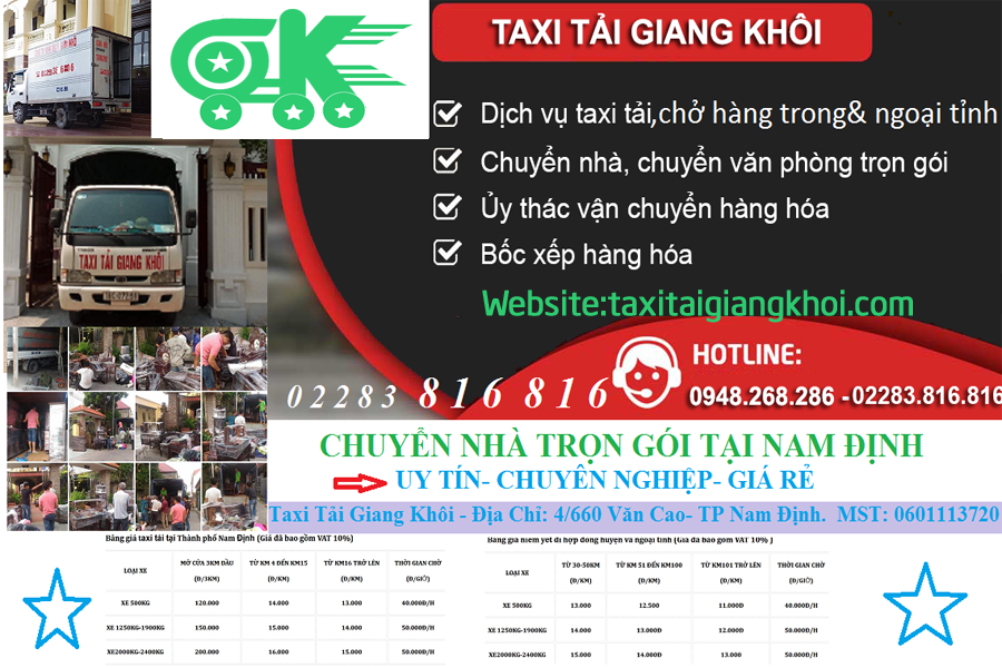 Các Dịch Vụ của Taxi Tải Nam Định 